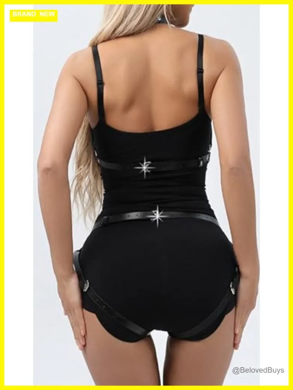 Women's Adjustable Faux Leather Body Belt with Metal Ring Straps Gothic Punk